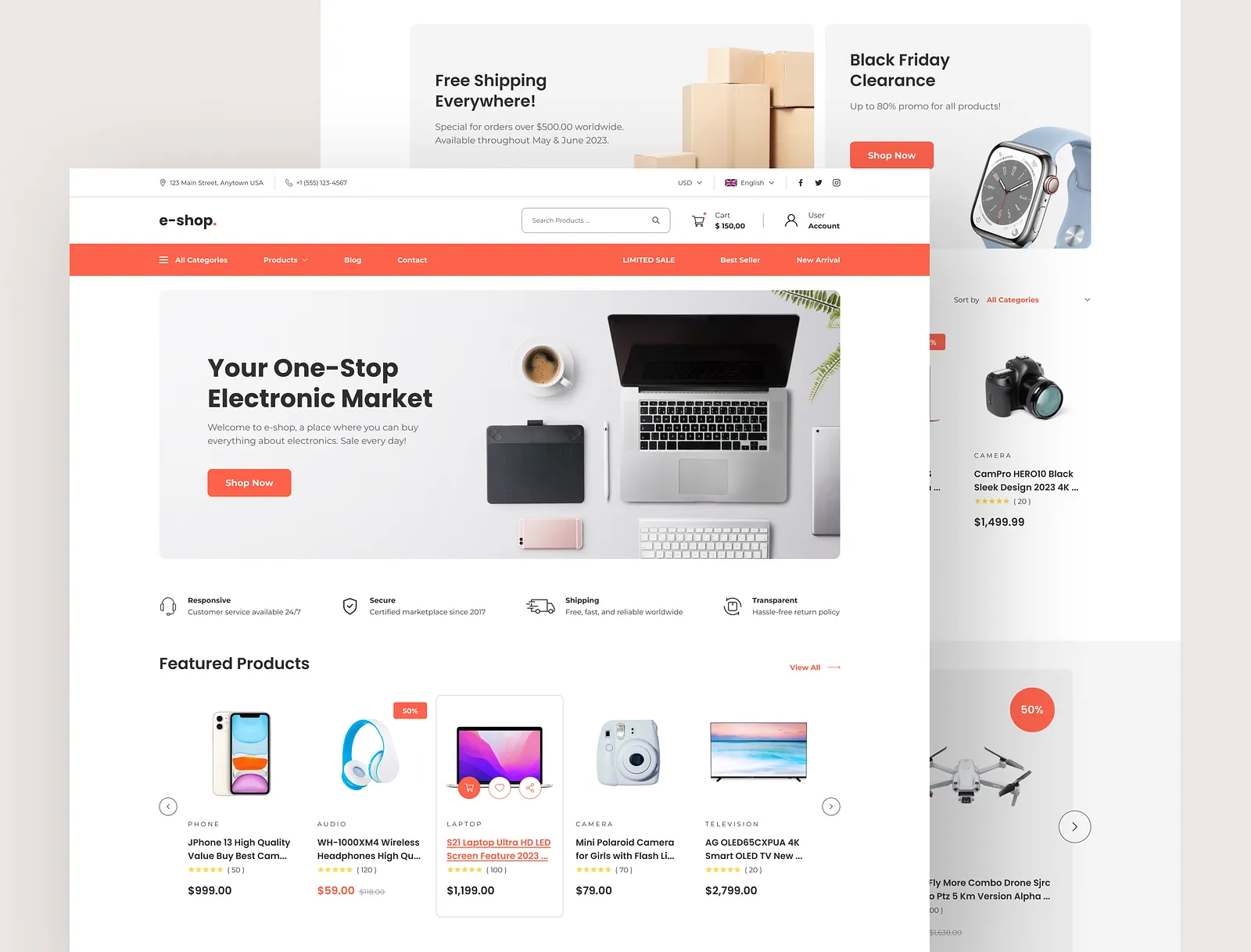 Sample StoreXpress eCommerce storefront with featured products